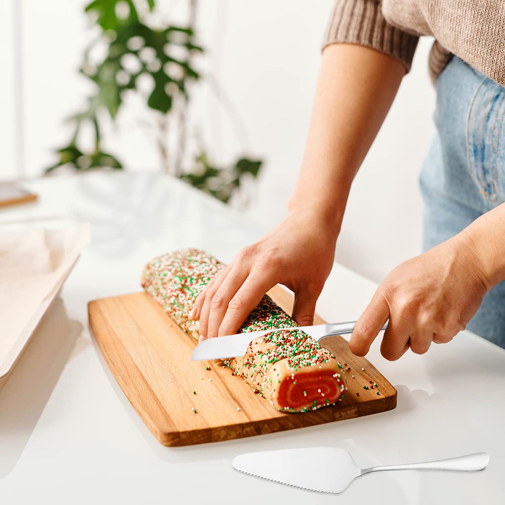 HASTHIP Cake Cutting Knife Set, Elegant Stainless Steel Cake Knife and Cake Server Set, Cake Cutter and Pie Spatula for Birthday Anniversary Christmas Gift Set of 2, Silver HASTHIP Cake Cutting Knife Set, Elegant Stainless Steel Cake Knife and Cake Server Set, Cake Cutter and Pie Spatula for Birthday Anniversary Christmas Gift Set of 2, Silver
